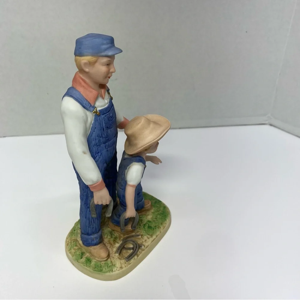 Denim Days Horseshoes Homco Vintage  #8808 Porcelain Dad & Danny Play Horseshoes